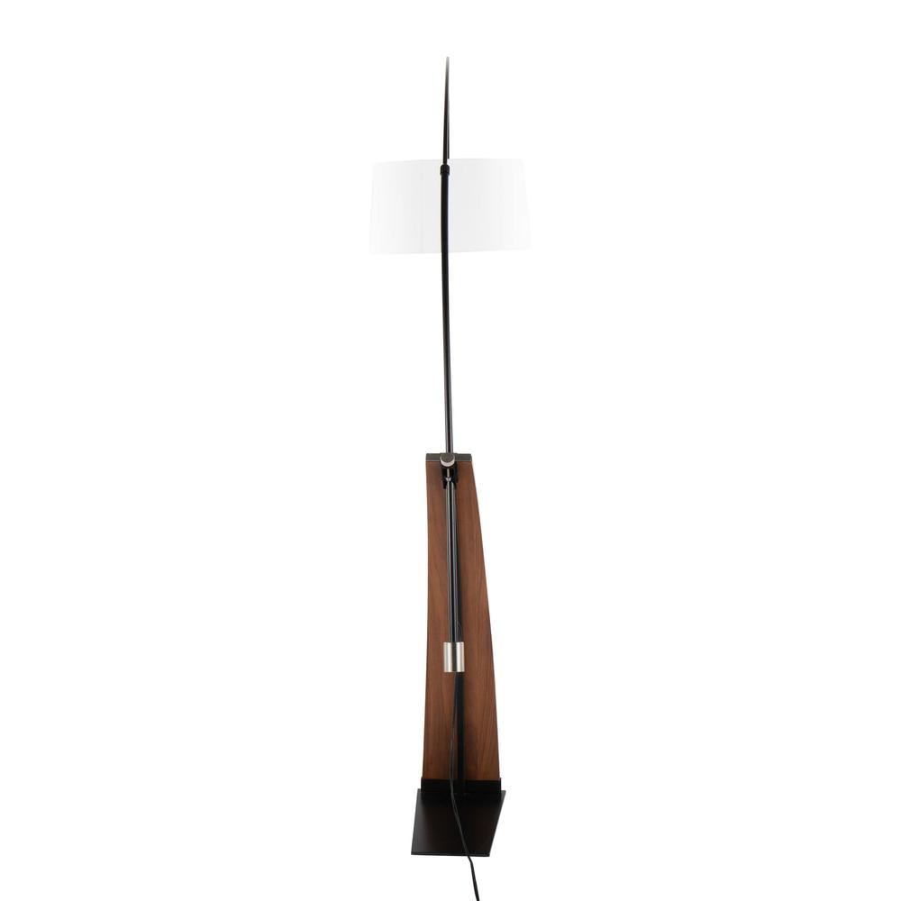 Walnut Wood, Black Metal, White Linen Robyn Floor Lamp. Picture 5