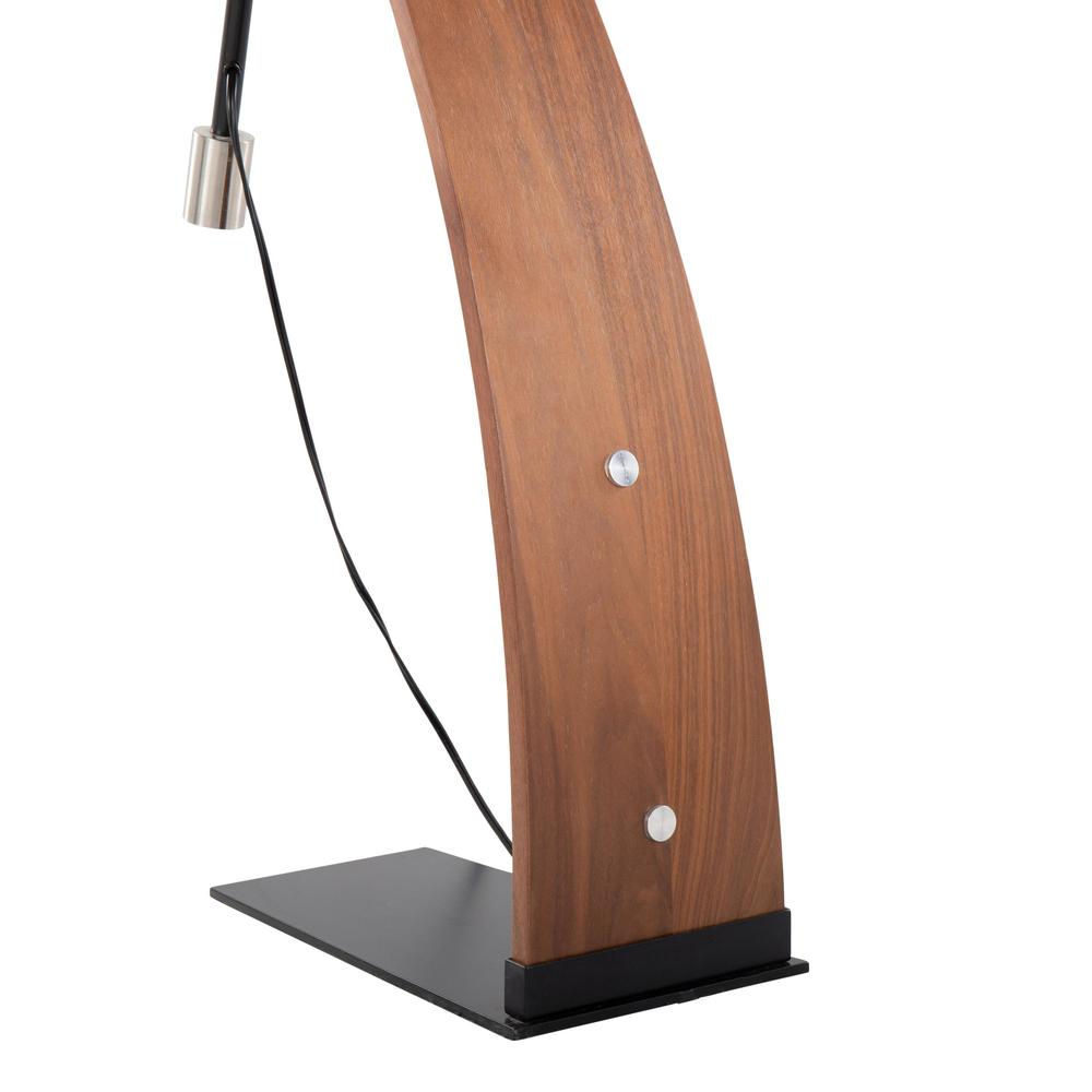 Walnut Wood, Black Metal, White Linen Robyn Floor Lamp. Picture 7