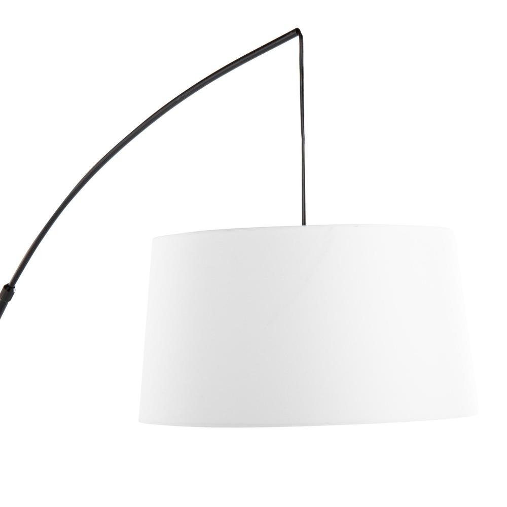 Walnut Wood, Black Metal, White Linen Robyn Floor Lamp. Picture 8