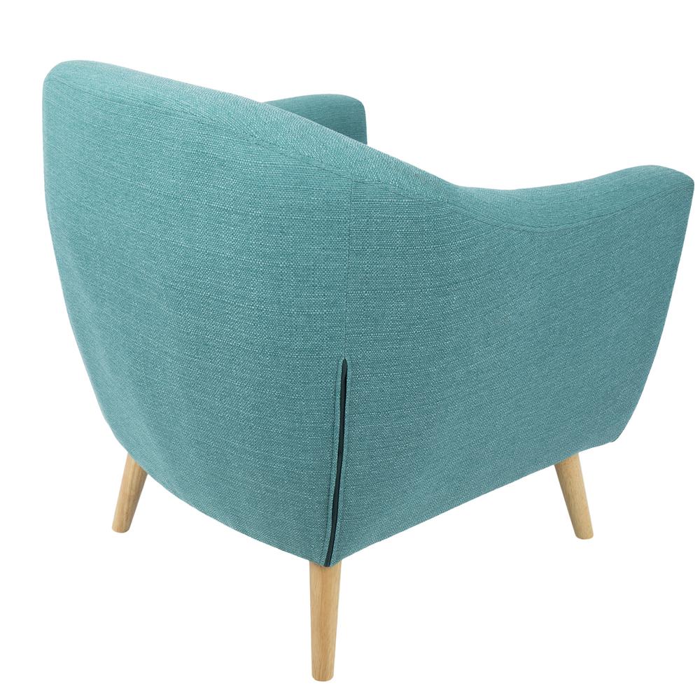 Natural Wood, Teal Fabric Rockwell Accent Chair. Picture 3