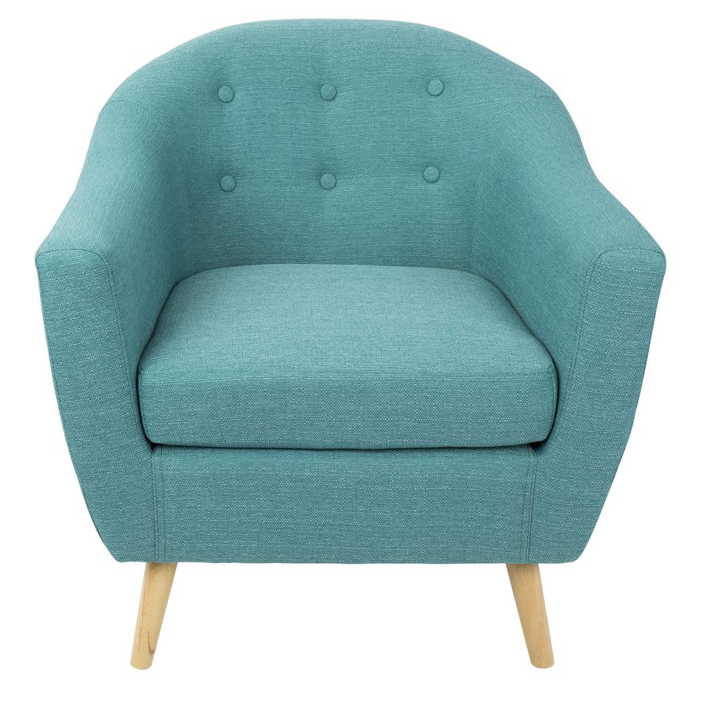 Natural Wood, Teal Fabric Rockwell Accent Chair. Picture 5