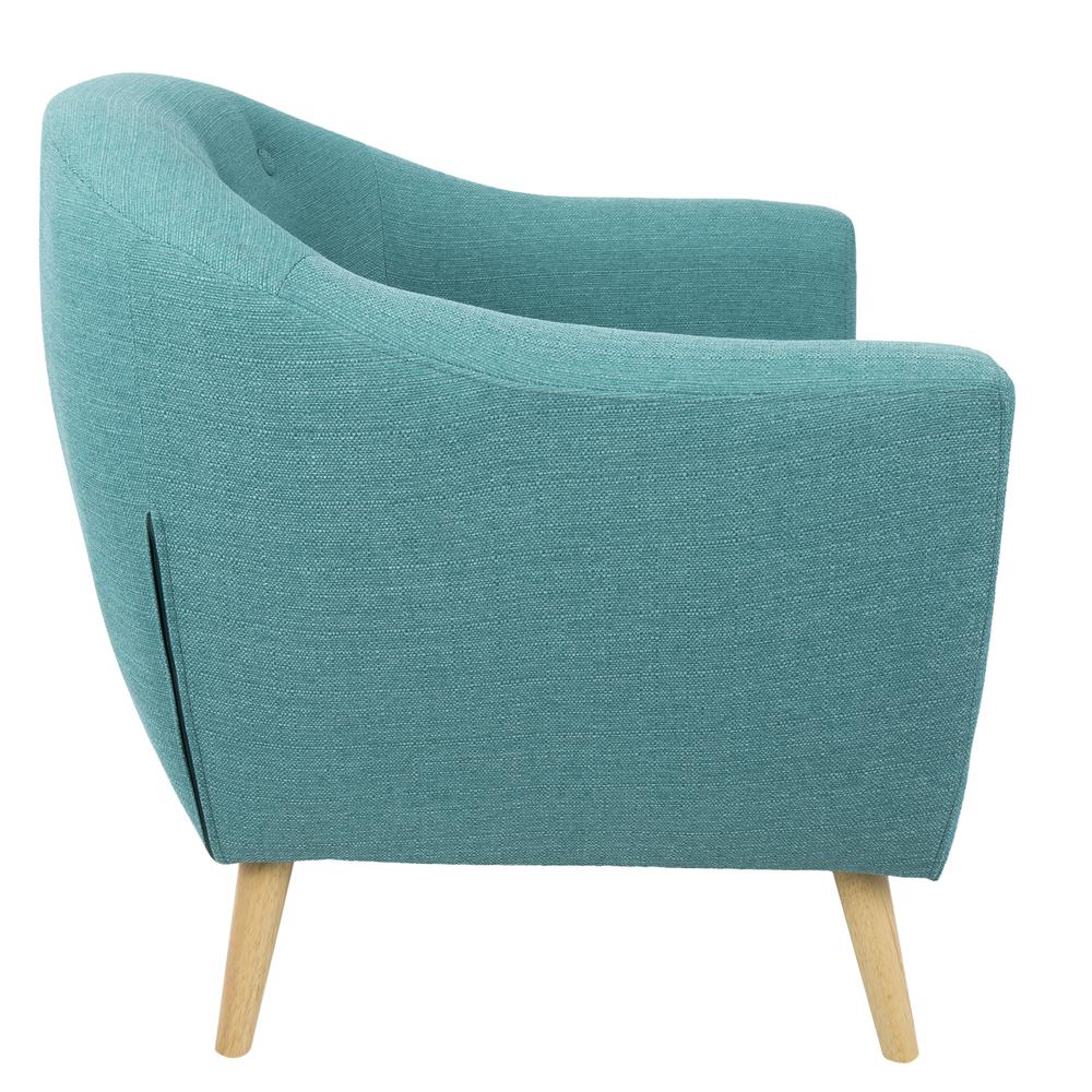 Natural Wood, Teal Fabric Rockwell Accent Chair. Picture 2