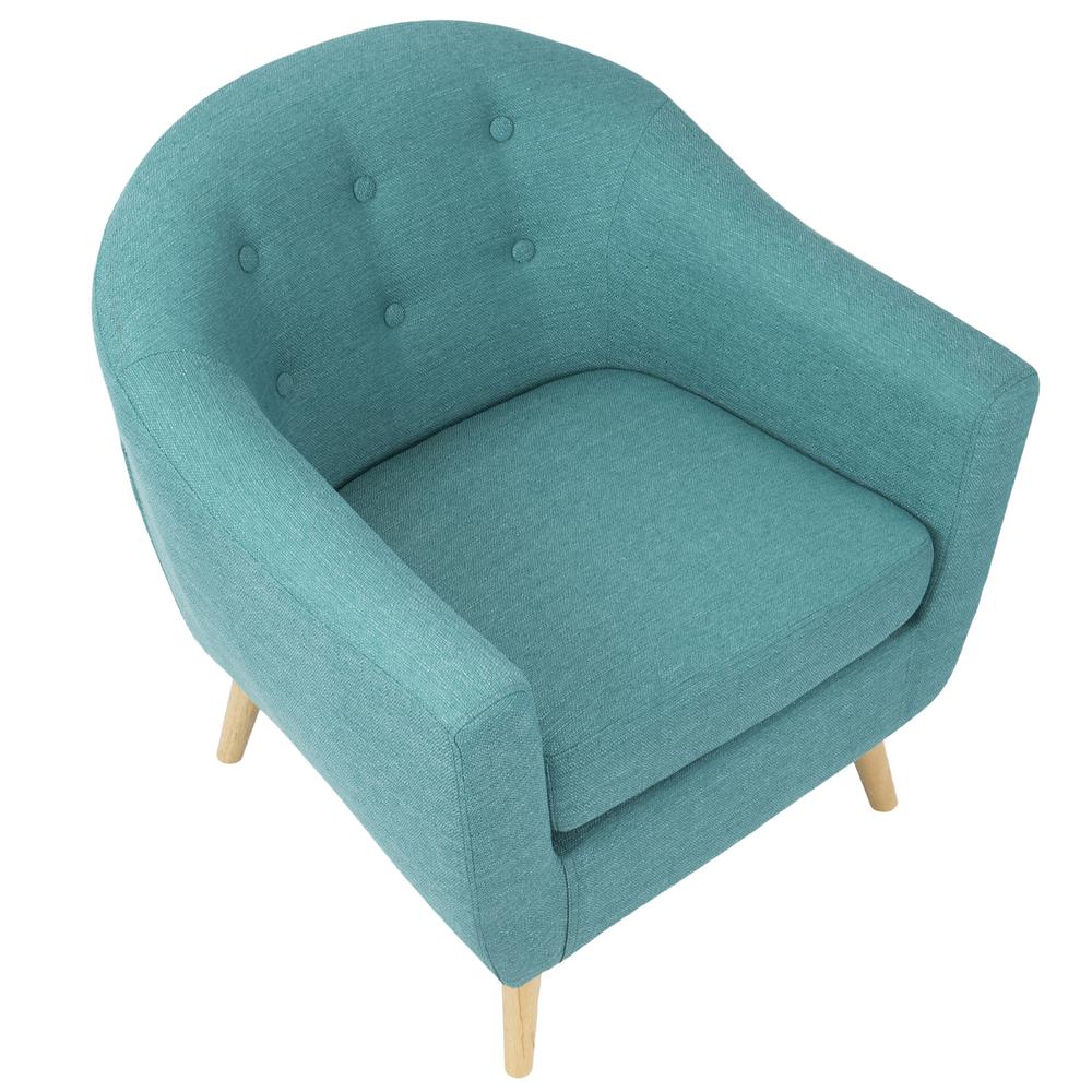 Natural Wood, Teal Fabric Rockwell Accent Chair. Picture 6