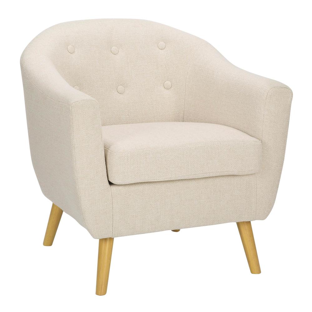 Natural Wood, Cream Fabric Rockwell Chair. Picture 1