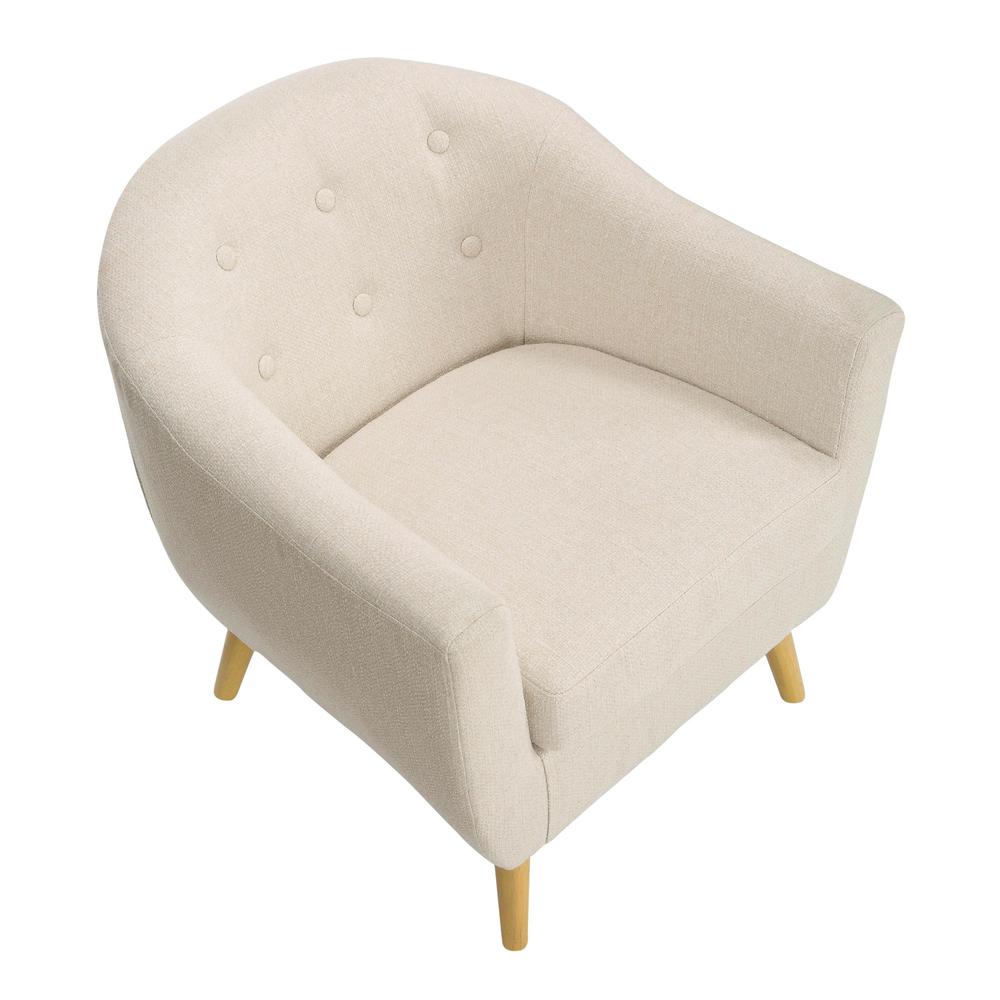 Natural Wood, Cream Fabric Rockwell Chair. Picture 5