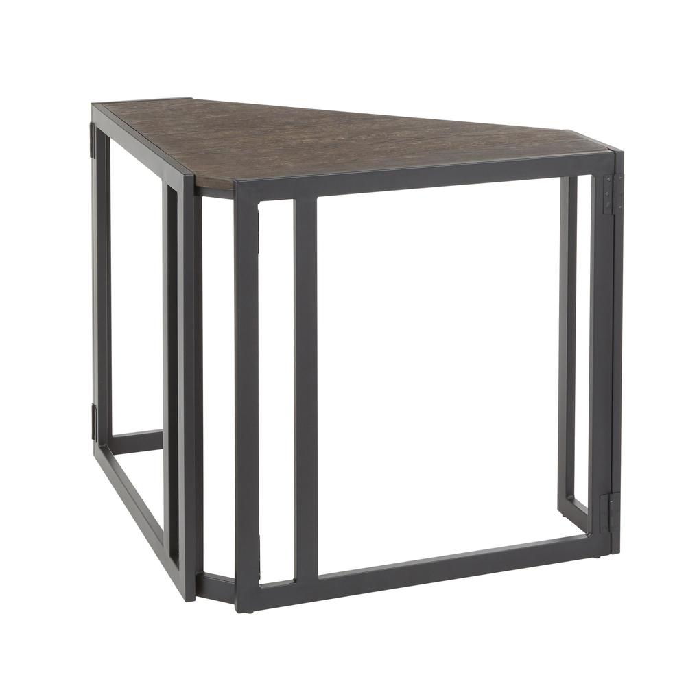 Black Metal, Espresso Bamboo Roman Corner Desk. Picture 3