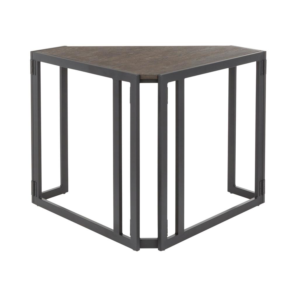 Black Metal, Espresso Bamboo Roman Corner Desk. Picture 4