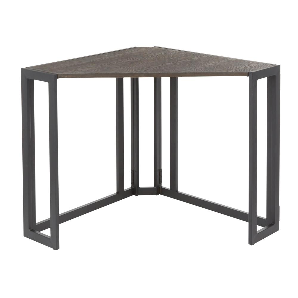 Black Metal, Espresso Bamboo Roman Corner Desk. Picture 5