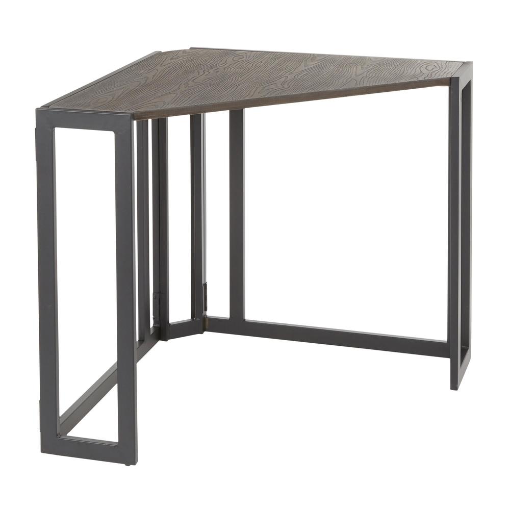 Black Metal, Espresso Bamboo Roman Corner Desk. Picture 1