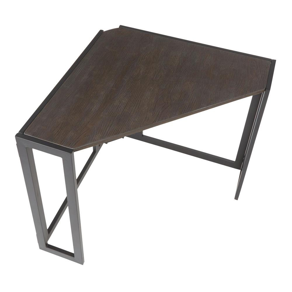 Black Metal, Espresso Bamboo Roman Corner Desk. Picture 6