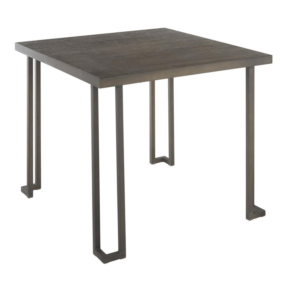 Antique Metal, Espresso Bamboo Roman Dinette Table. Picture 1