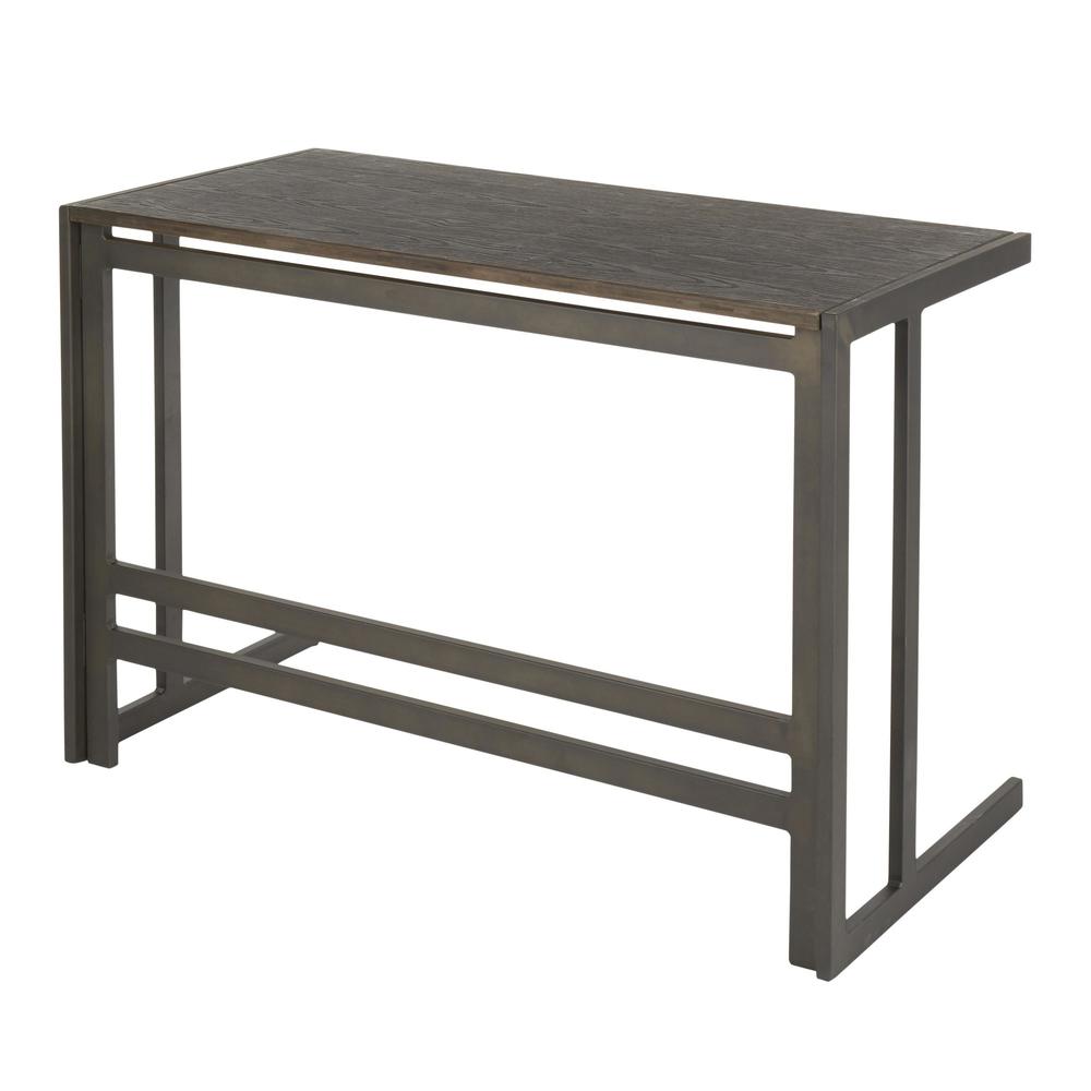 Roman Industrial Office Desk in Antique Metal and Espresso Wood-Pressed Grain Bamboo. Picture 3