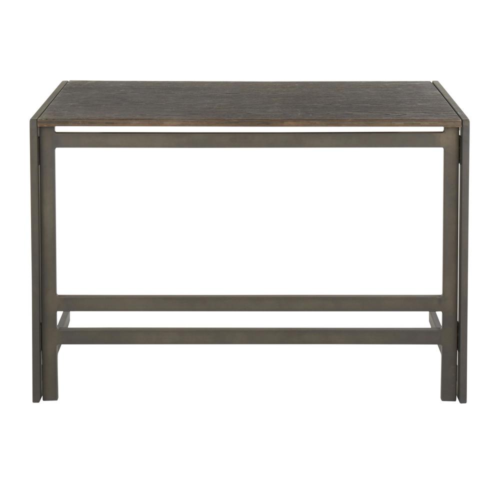 Roman Industrial Office Desk in Antique Metal and Espresso Wood-Pressed Grain Bamboo. Picture 4
