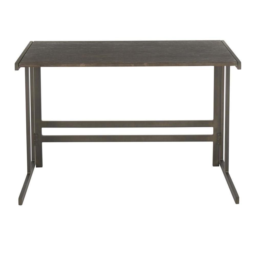 Roman Industrial Office Desk in Antique Metal and Espresso Wood-Pressed Grain Bamboo. Picture 5