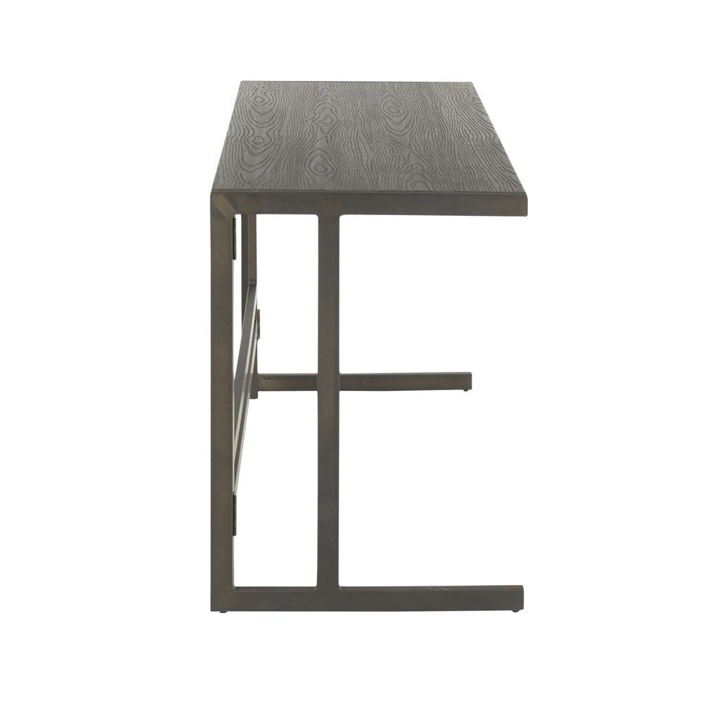 Roman Industrial Office Desk in Antique Metal and Espresso Wood-Pressed Grain Bamboo. Picture 2