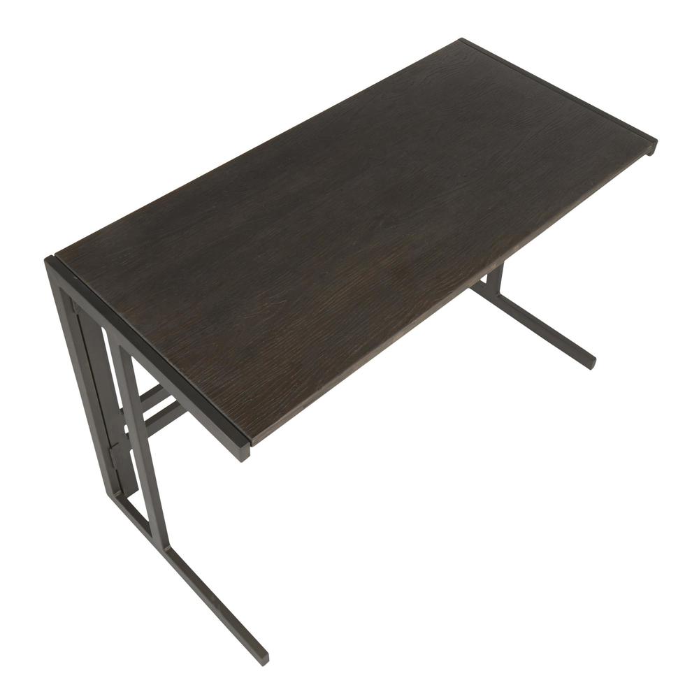 Roman Industrial Office Desk in Antique Metal and Espresso Wood-Pressed Grain Bamboo. Picture 6