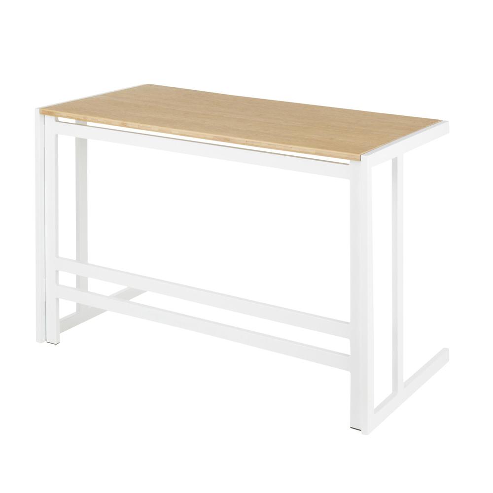 White Metal, Natural Bamboo Roman Office Desk. Picture 3