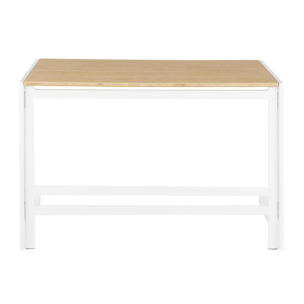 White Metal, Natural Bamboo Roman Office Desk. Picture 4