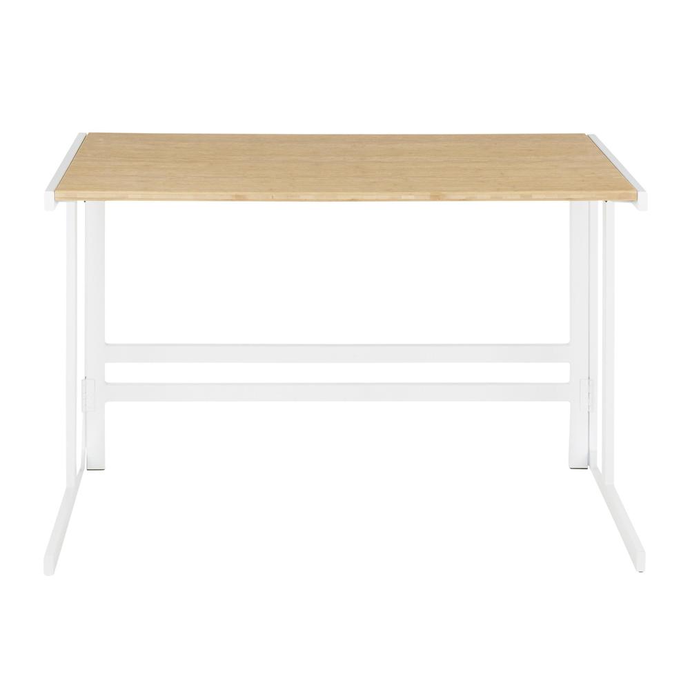 White Metal, Natural Bamboo Roman Office Desk. Picture 5