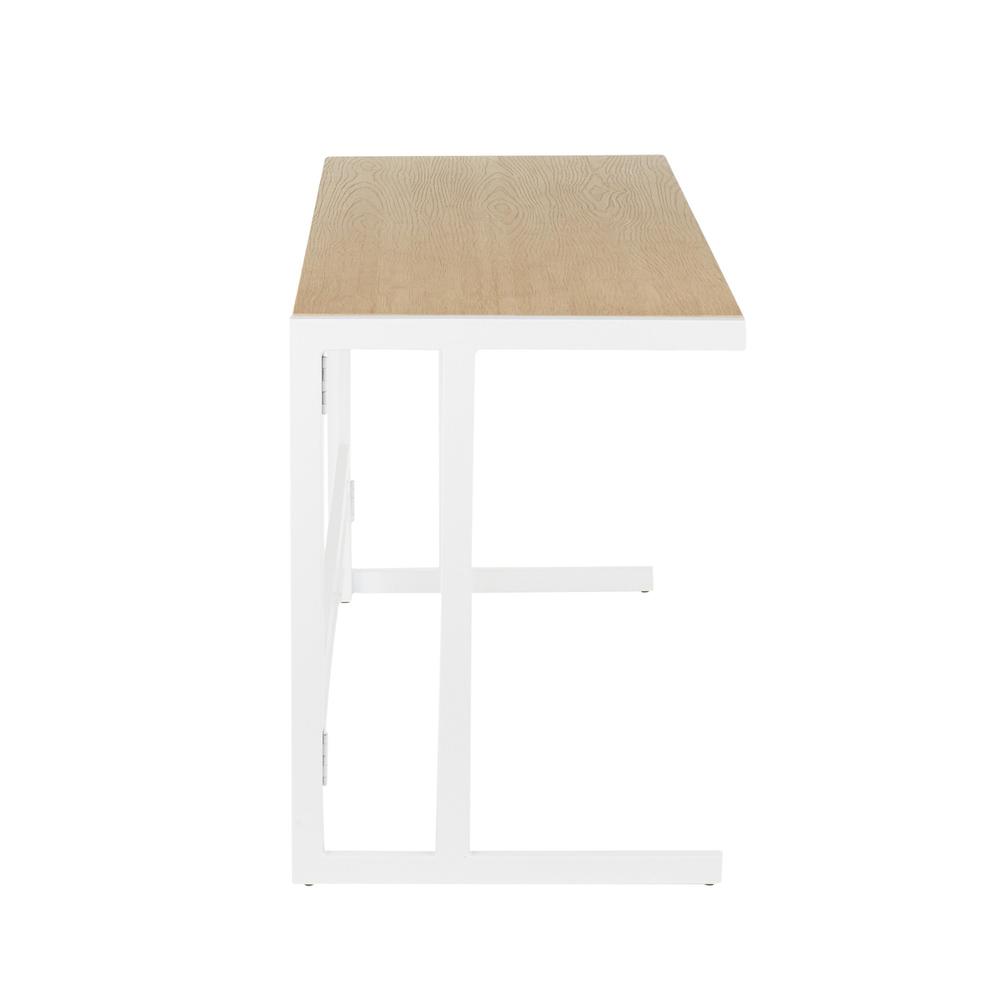 White Metal, Natural Bamboo Roman Office Desk. Picture 2
