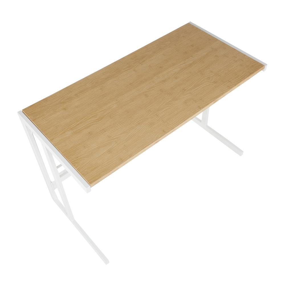 White Metal, Natural Bamboo Roman Office Desk. Picture 6