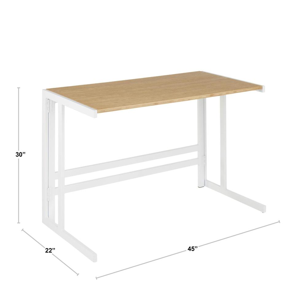 White Metal, Natural Bamboo Roman Office Desk. Picture 7