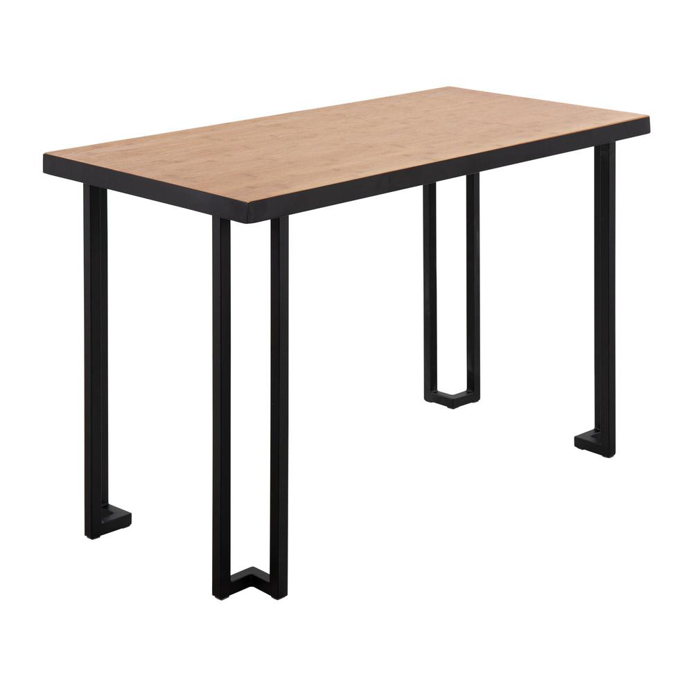 Black Steel, Natural Wood Roman Desk. Picture 1
