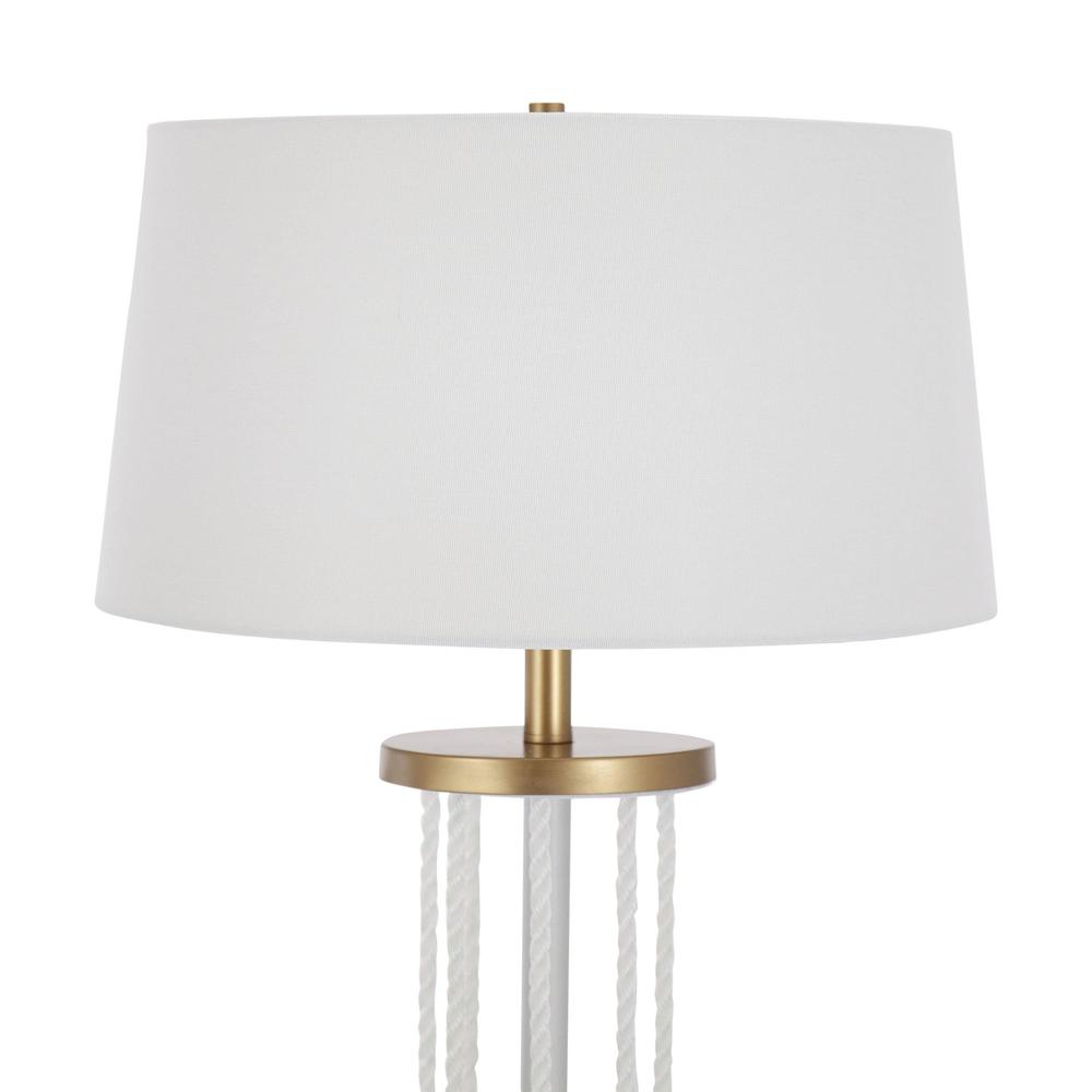Natural Wood, White Metal, White Rope Rope Floor Lamp. Picture 3