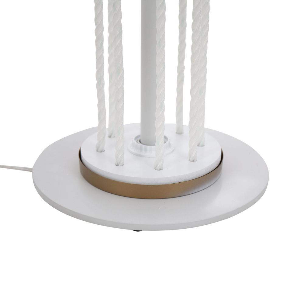 Natural Wood, White Metal, White Rope Rope Floor Lamp. Picture 4