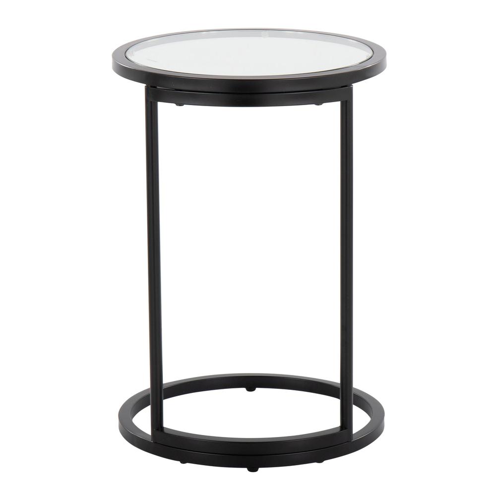 Black Metal, Clear Glass Round Zenn End Table. Picture 4