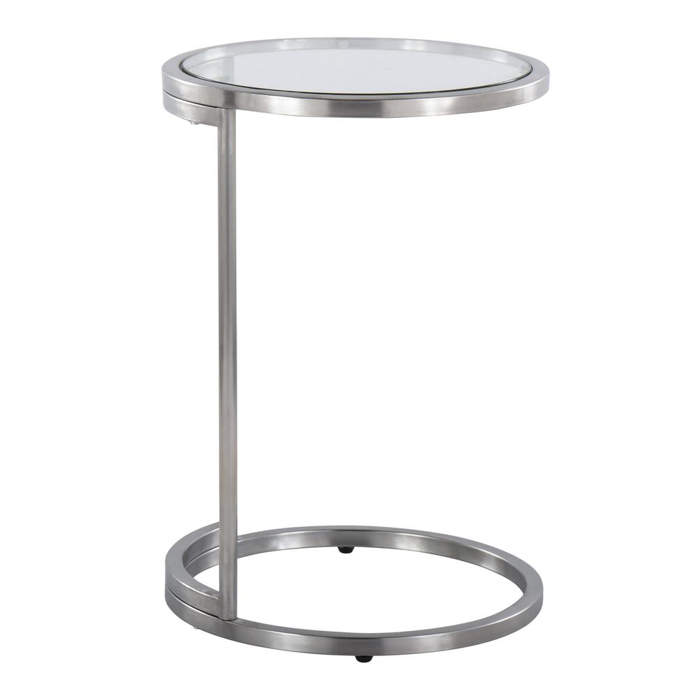 Stainless Steel, Clear Glass Round Zenn End Table. Picture 2