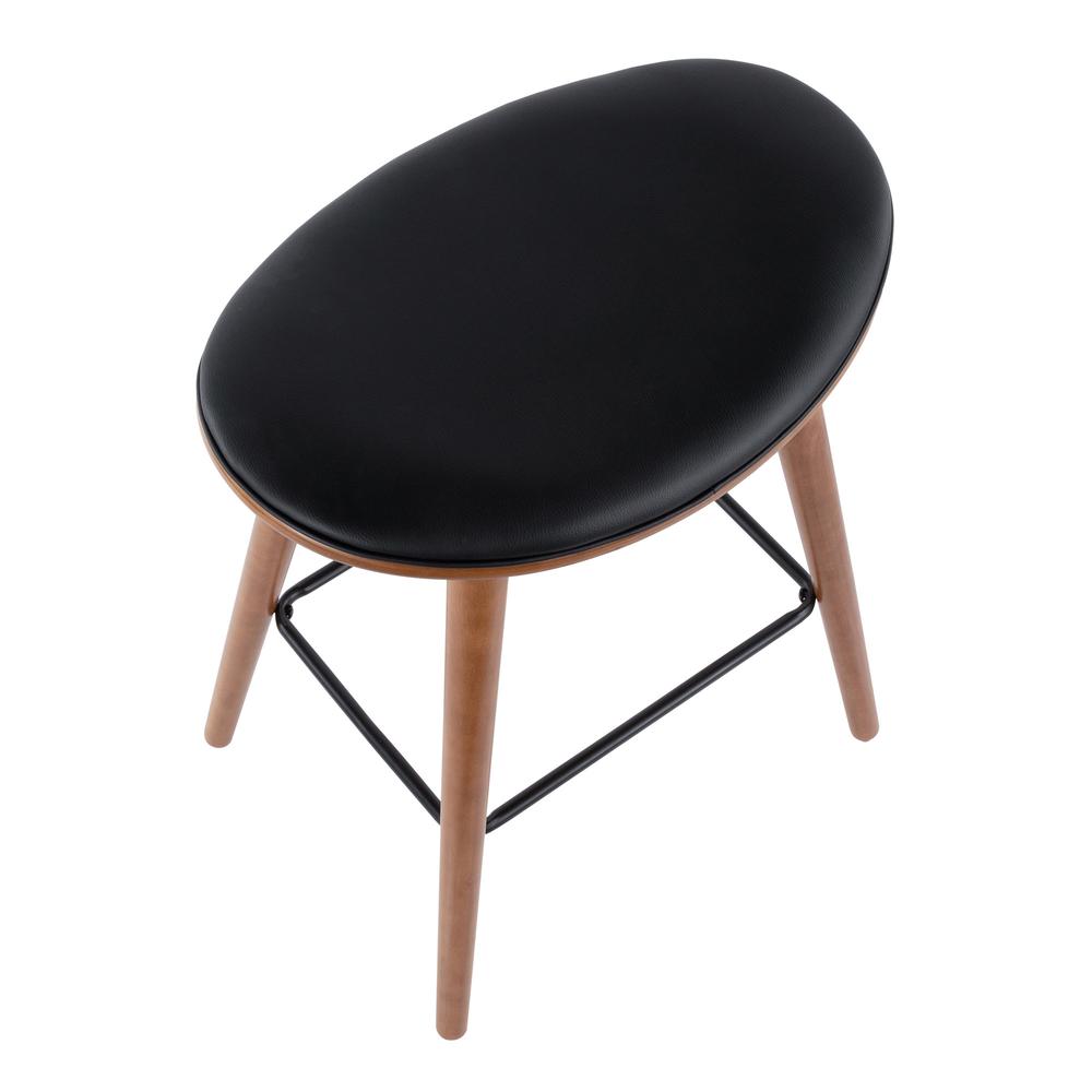 Walnut, Black PU Saddle Counter Stool - Set of 2. Picture 7
