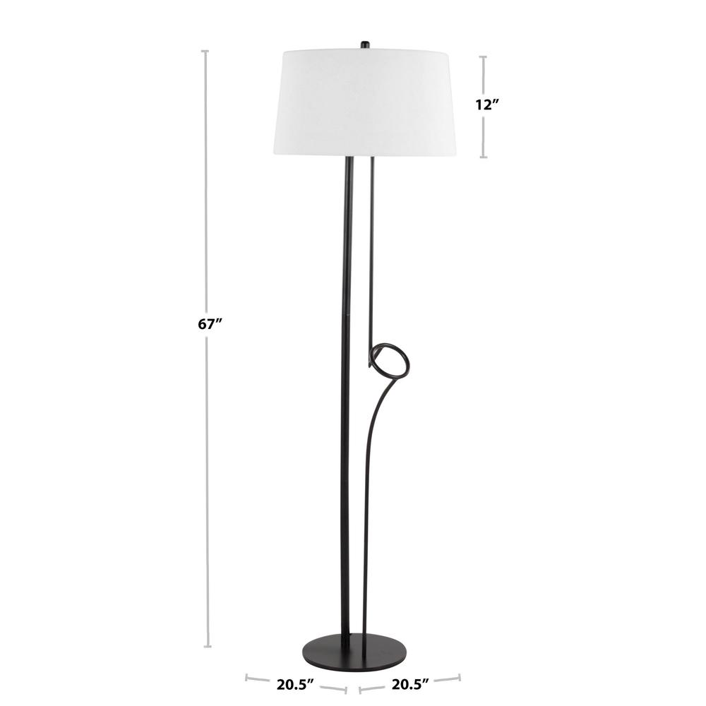 Black Steel, White Linen Shadow Floor Lamp. Picture 9