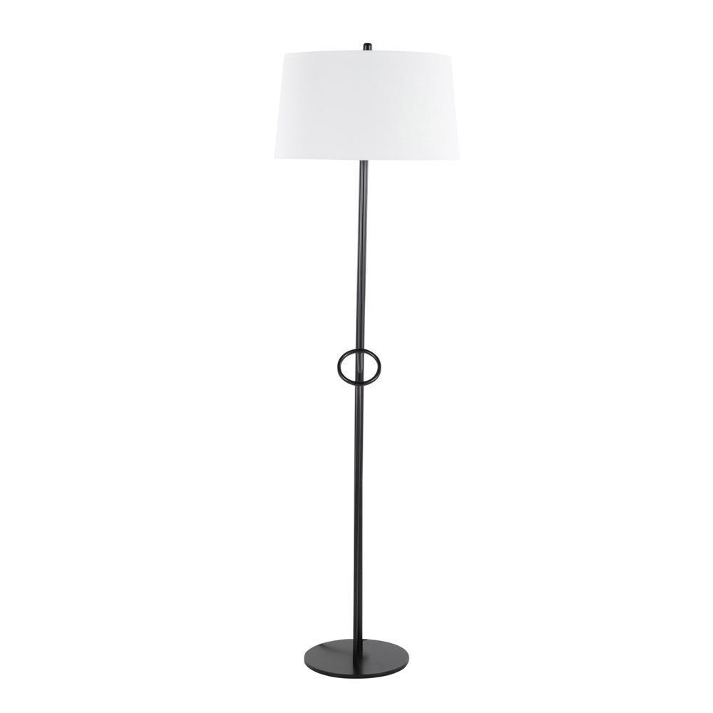 Black Steel, White Linen Shadow Floor Lamp. Picture 4