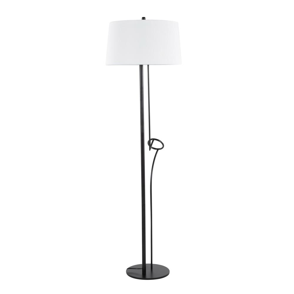 Black Steel, White Linen Shadow Floor Lamp. Picture 3
