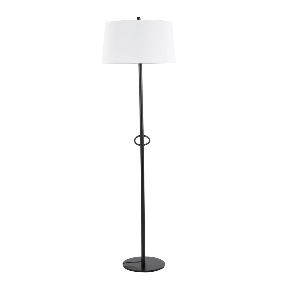 Black Steel, White Linen Shadow Floor Lamp. Picture 5