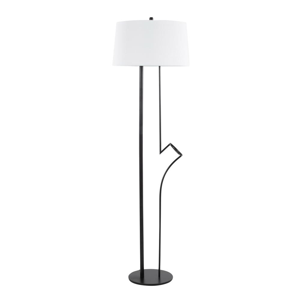 Black Steel, White Linen Shadow Floor Lamp. Picture 2