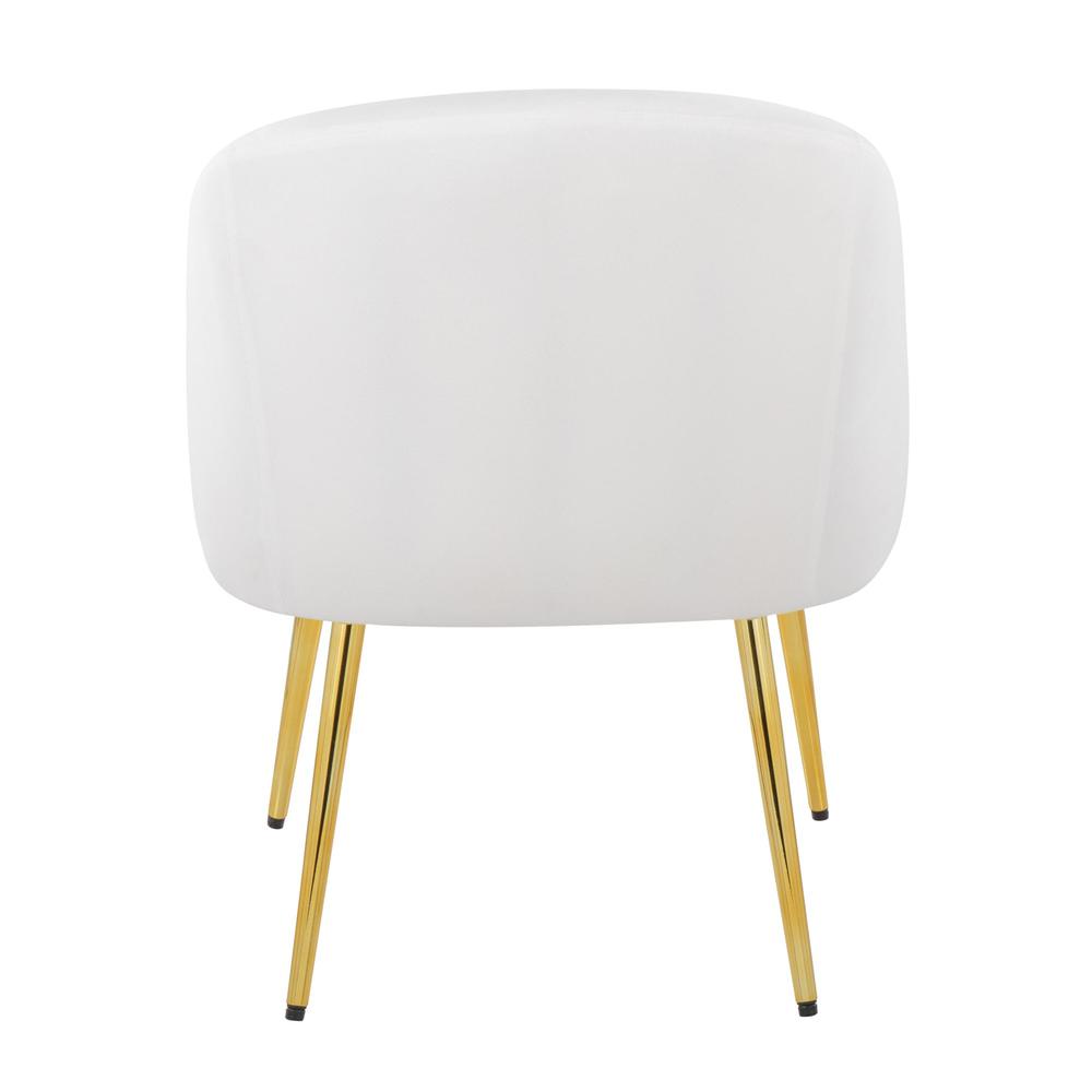Gold Metal, White Velvet Shiraz Chair. Picture 4