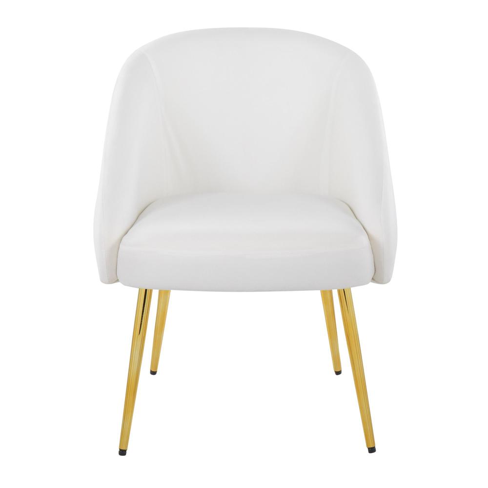 Gold Metal, White Velvet Shiraz Chair. Picture 5