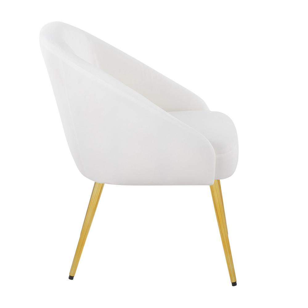 Gold Metal, White Velvet Shiraz Chair. Picture 2