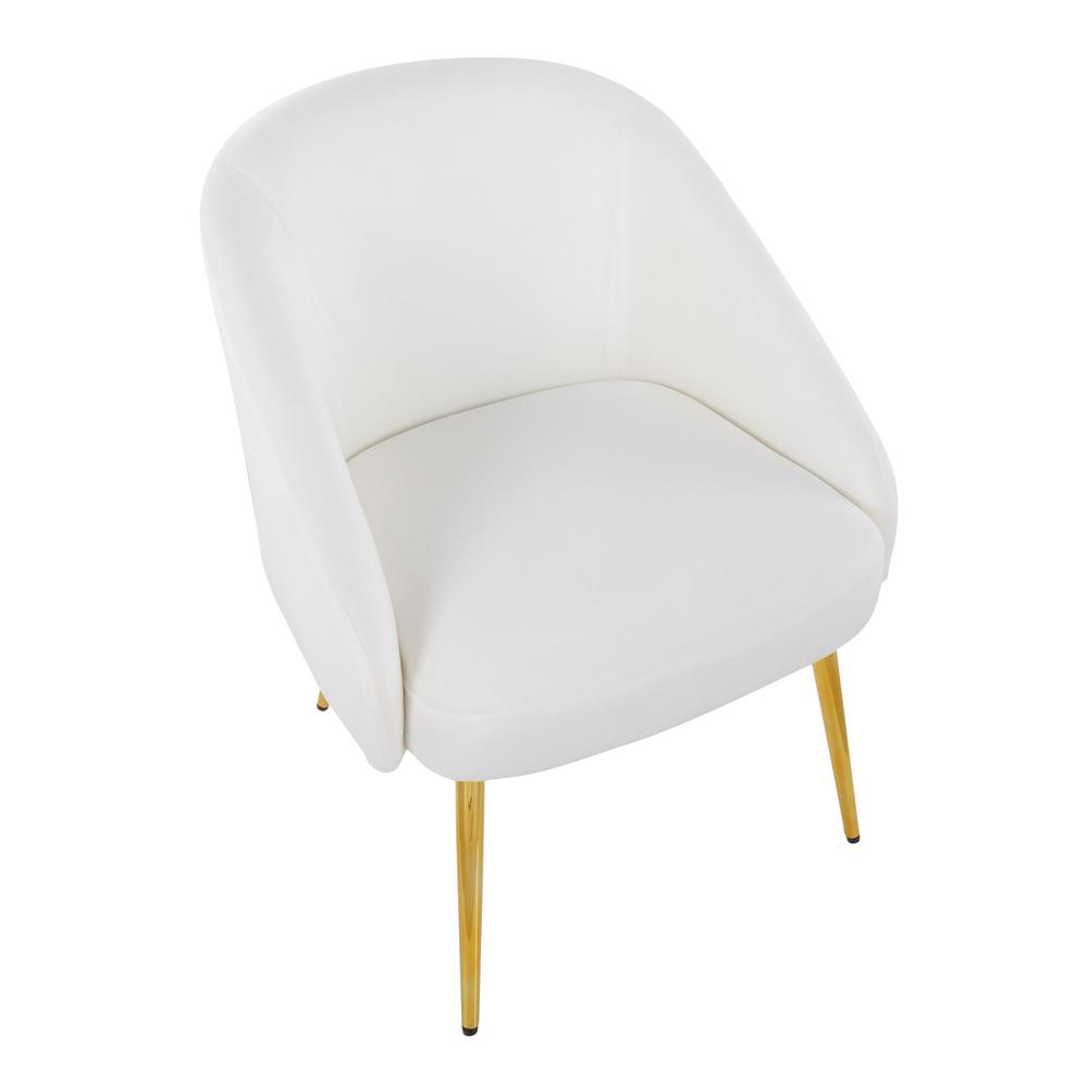Gold Metal, White Velvet Shiraz Chair. Picture 6