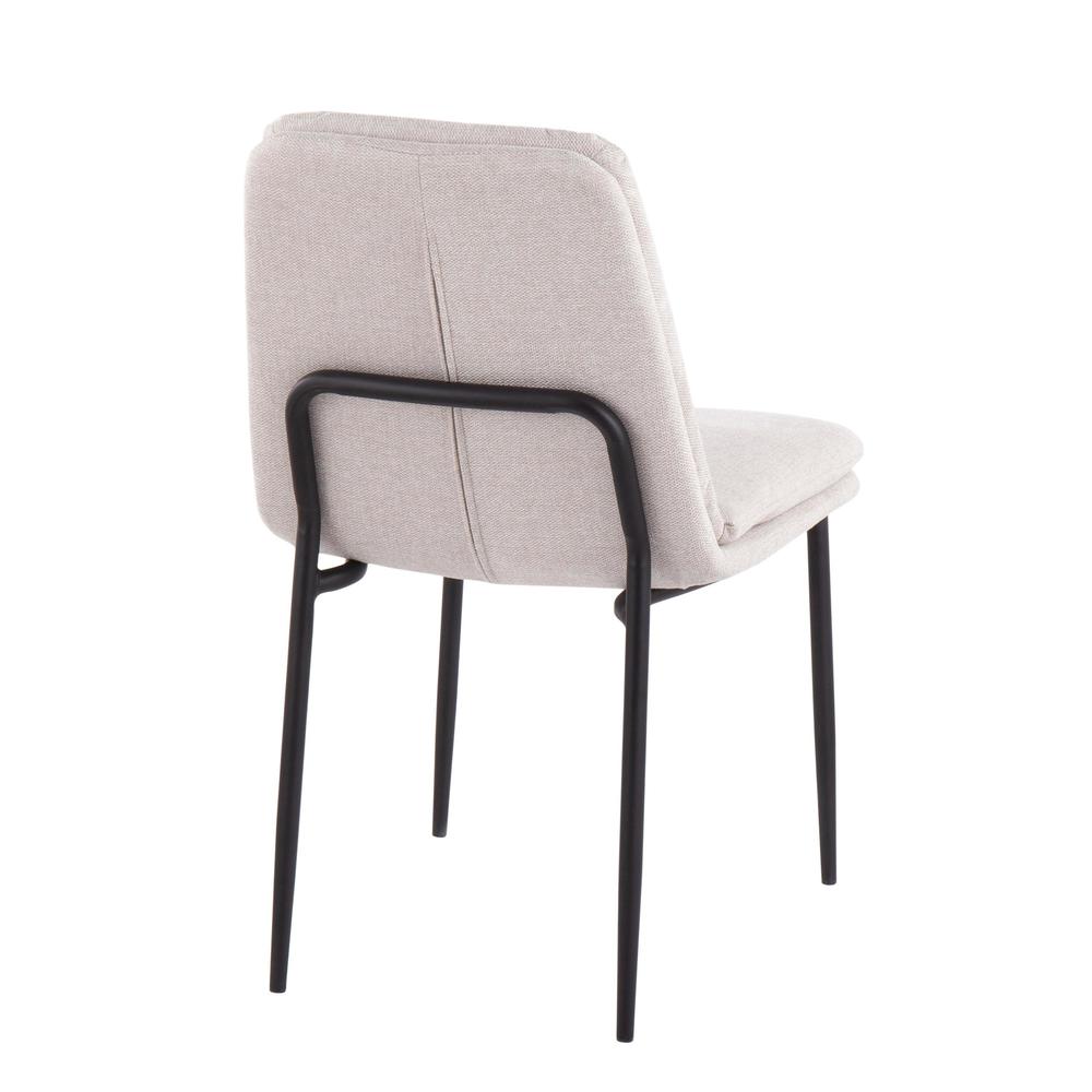 Black Steel, Cream Fabric Smith Dining Chair - Set of 2. Picture 4