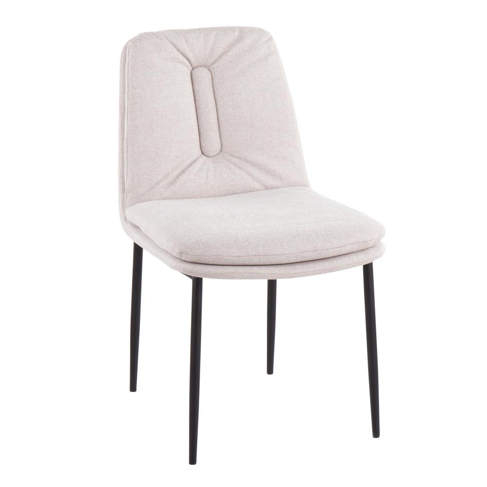 Black Steel, Cream Fabric Smith Dining Chair - Set of 2. Picture 2