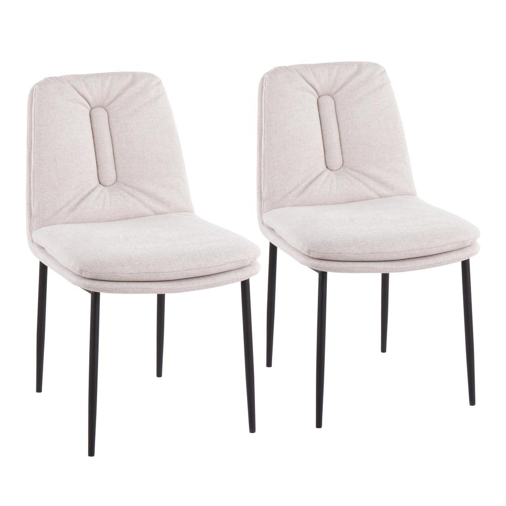 Black Steel, Cream Fabric Smith Dining Chair - Set of 2. Picture 1