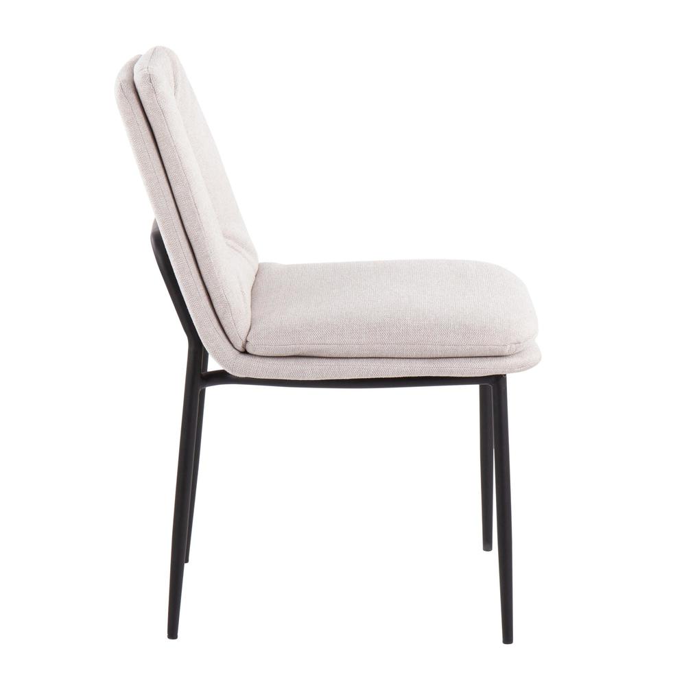 Black Steel, Cream Fabric Smith Dining Chair - Set of 2. Picture 3