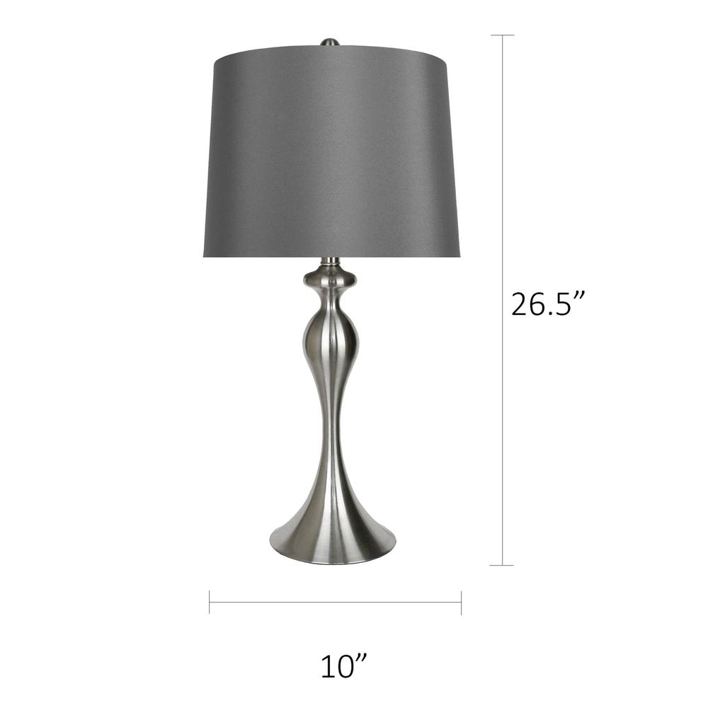 Brushed Nickel, Taupe Satin Ashland 27" Metal Table Lamp - Set of 2. Picture 4