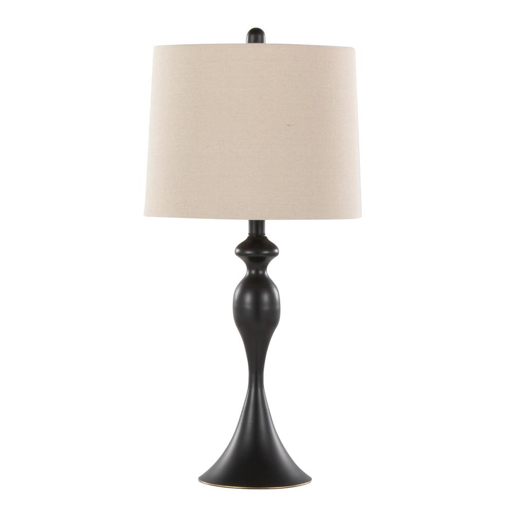 Oil Rubbed Bronze, Oatmeal Linen Ashland 27" Metal Table Lamp - Set of 2. Picture 3