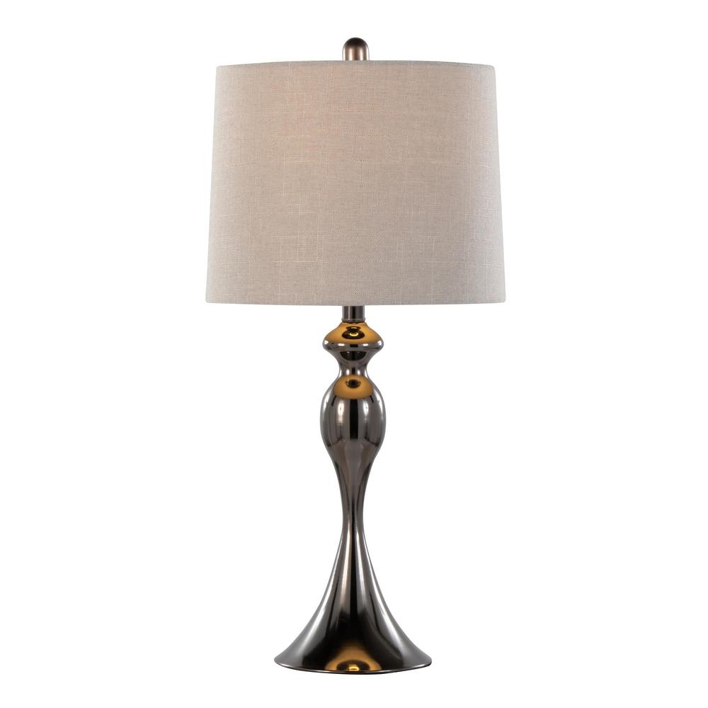 Gun Metal, Light Grey Linen Ashland 27" Metal Table Lamp - Set of 2. Picture 2