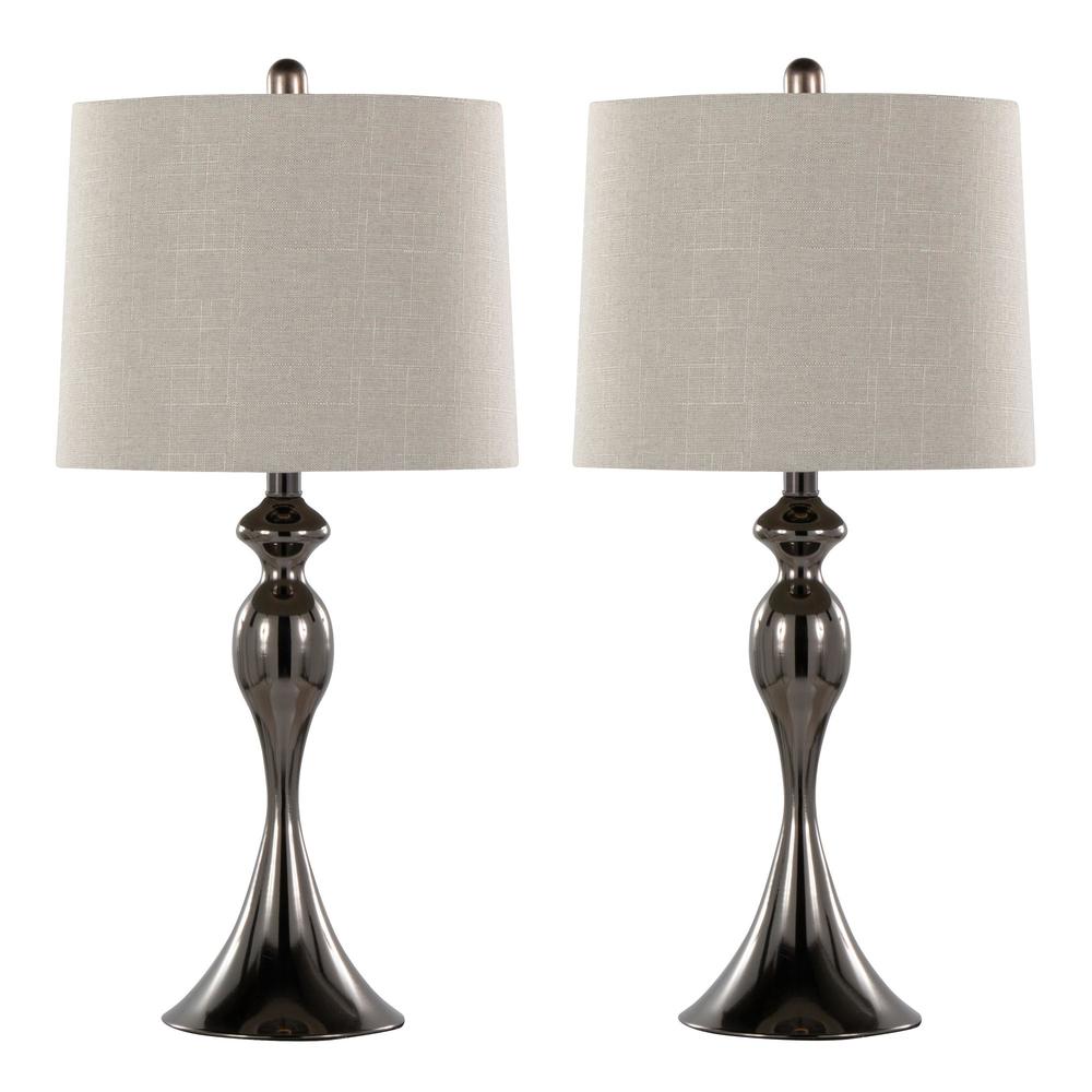 Gun Metal, Light Grey Linen Ashland 27" Metal Table Lamp - Set of 2. Picture 1