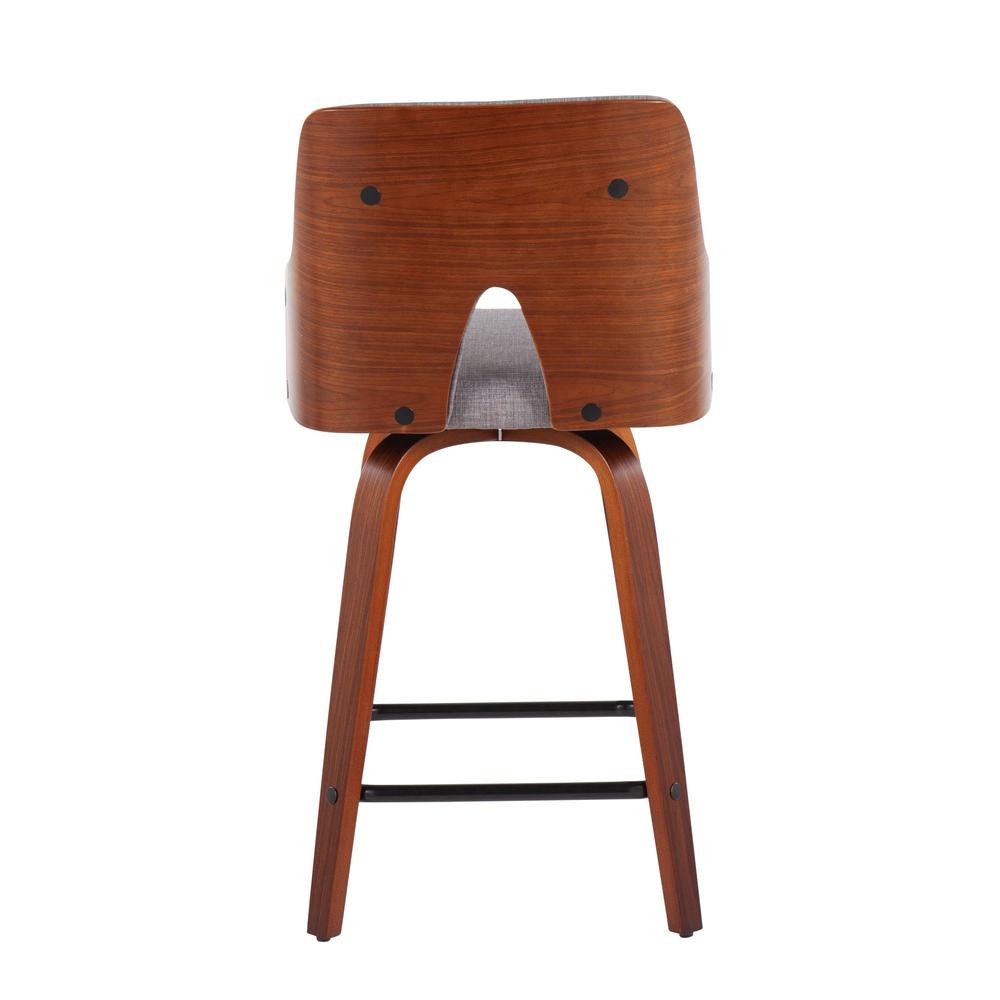 Walnut Wood, Light Grey Fabric, Black Metal Stella Counter Stool - Set of 2. Picture 5